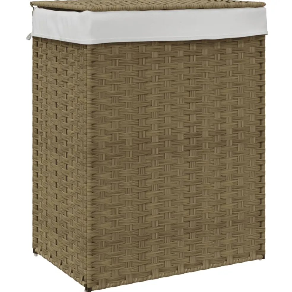 vidaXL Wasmand met deksel 46x33x60 cm poly rattan