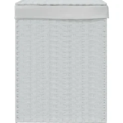 vidaXL Wasmand met deksel 46x33x60 cm poly rattan wit