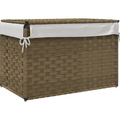vidaXL Wasmand met deksel 55,5x35x34 cm poly rattan