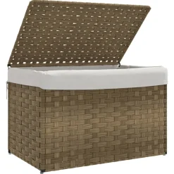 vidaXL Wasmand met deksel 55,5x35x34 cm poly rattan