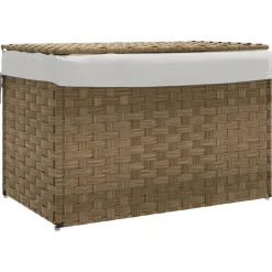 vidaXL Wasmand met deksel 55,5x35x34 cm poly rattan
