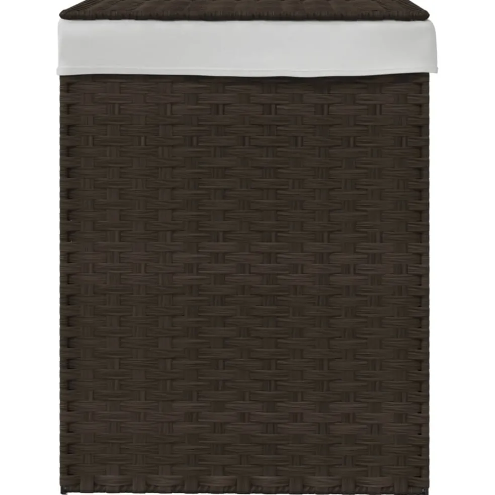 vidaXL Wasmand met deksel 46x33x60 cm poly rattan donkerbruin