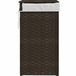 vidaXL Wasmand met deksel 46x33x60 cm poly rattan donkerbruin