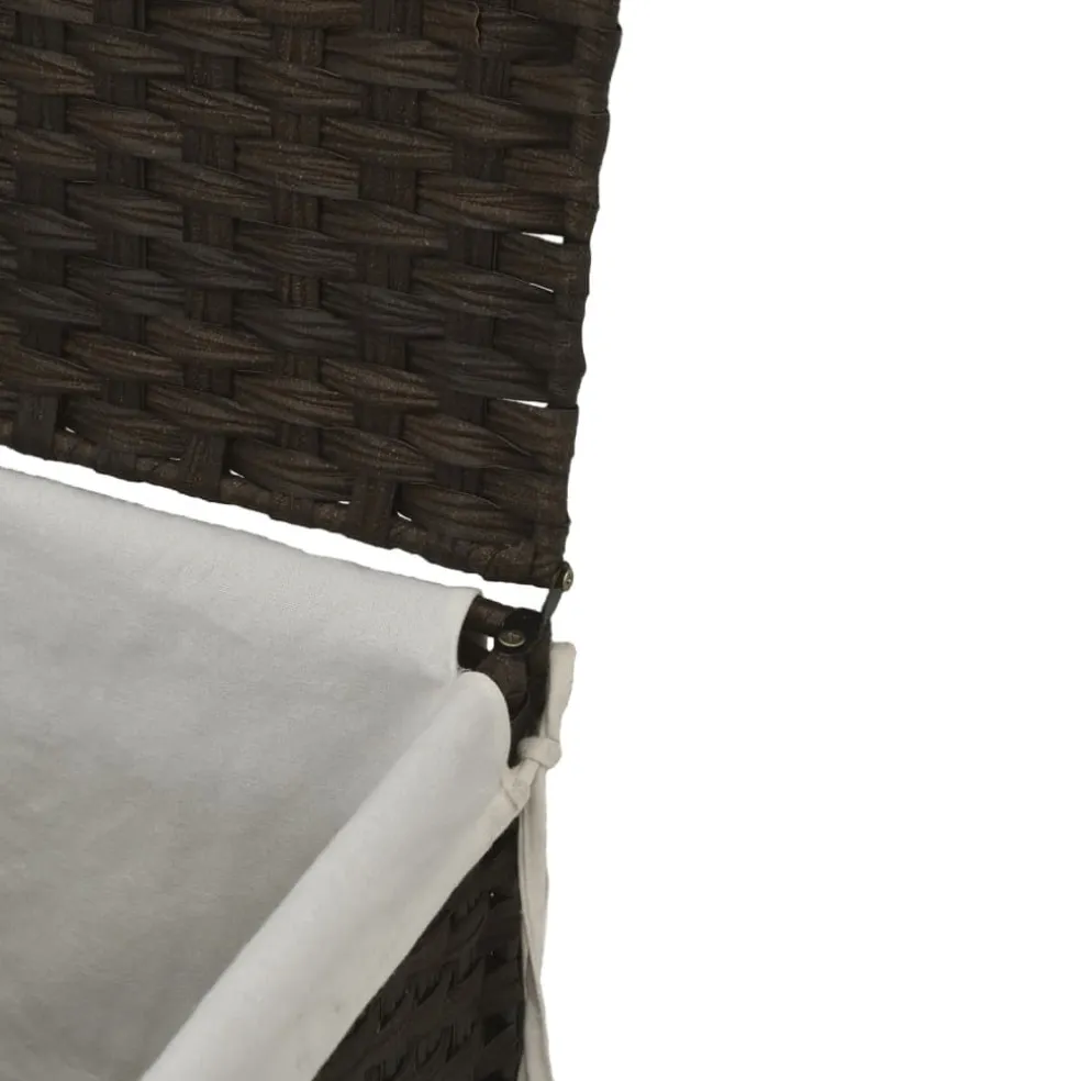vidaXL Wasmand met deksel 46x33x60 cm poly rattan donkerbruin