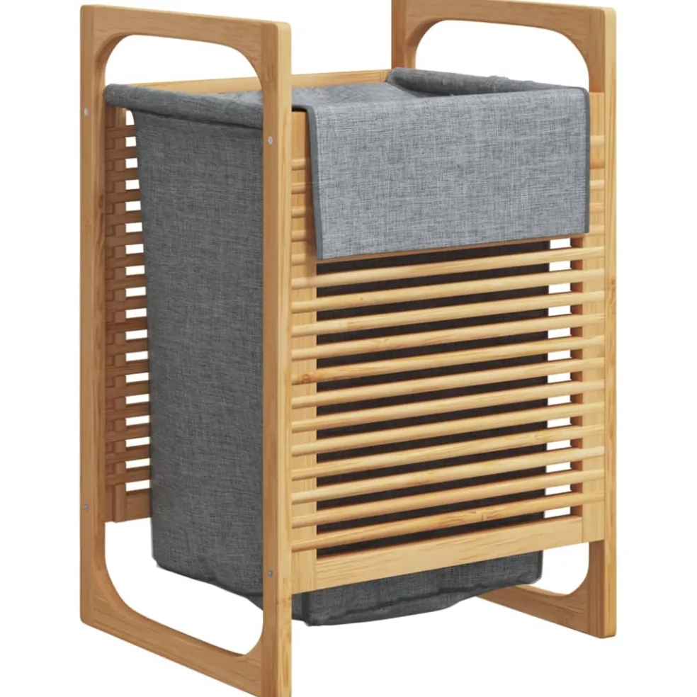 vidaXL Wasmand met grijze zak 32x30x36,5 cm bamboe