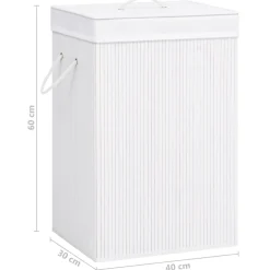 vidaXL Wasmand met 1 vak bamboe wit