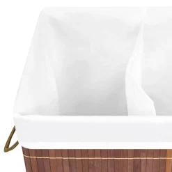 vidaXL Wasmand met 2 vakken 72 L bamboe bruin