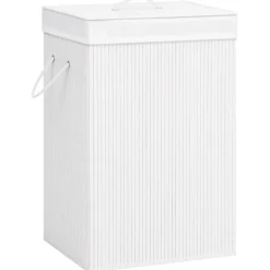 vidaXL Wasmand met 2 vakken 72 L bamboe wit