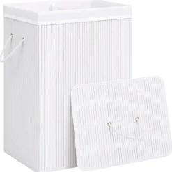 vidaXL Wasmand met 2 vakken 72 L bamboe wit