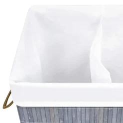 vidaXL Wasmand met 2 vakken 72 L bamboe grijs