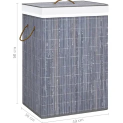 vidaXL Wasmand met 2 vakken 72 L bamboe grijs