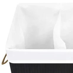 vidaXL Wasmand met 2 vakken 72 L bamboe zwart