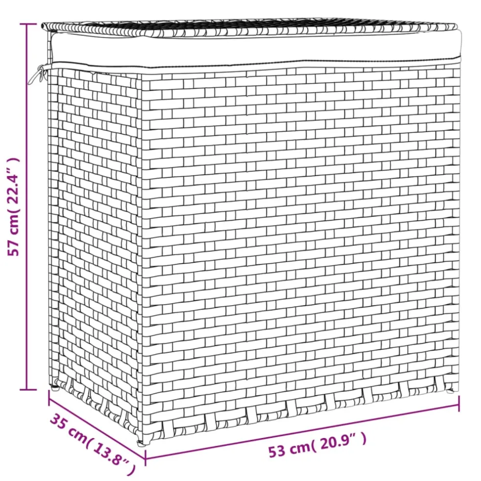 vidaXL Wasmand met 2 vakken 53x35x57 cm poly rattan