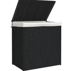 vidaXL Wasmand met 2 vakken 53x35x57 cm poly rattan zwart