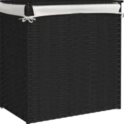 vidaXL Wasmand met 2 vakken 53x35x57 cm poly rattan zwart