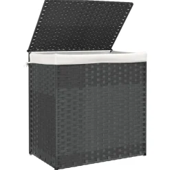 vidaXL Wasmand met 2 vakken 53x35x57 cm poly rattan grijs