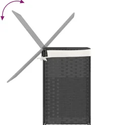 vidaXL Wasmand met 2 vakken 53x35x57 cm poly rattan grijs