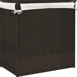 vidaXL Wasmand met 2 vakken 53x35x57 cm poly rattan donkerbruin