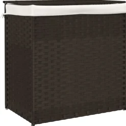 vidaXL Wasmand met 2 vakken 53x35x57 cm poly rattan donkerbruin