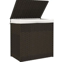 vidaXL Wasmand met 2 vakken 53x35x57 cm poly rattan donkerbruin