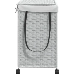 vidaXL Wasmand op wielen 60x35x60,5 cm rattan wit