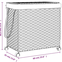 vidaXL Wasmand op wielen 60x35x60,5 cm rattan wit