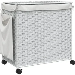 vidaXL Wasmand op wielen 60x35x60,5 cm rattan wit