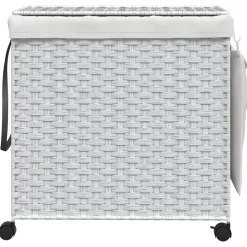 vidaXL Wasmand op wielen 60x35x60,5 cm rattan wit