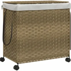 vidaXL Wasmand op wielen 60x35x60,5 cm rattan