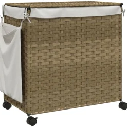 vidaXL Wasmand op wielen 60x35x60,5 cm rattan