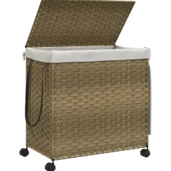 vidaXL Wasmand op wielen 60x35x60,5 cm rattan