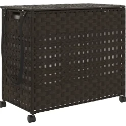 vidaXL Wasmand op wielen 66x35x60 cm rattan donkerbruin