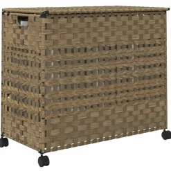 vidaXL Wasmand op wielen 66x35x60 cm rattan