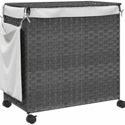 vidaXL Wasmand op wielen 60x35x60,5 cm rattan grijs