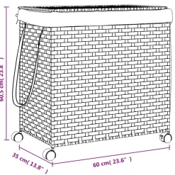 vidaXL Wasmand op wielen 60x35x60,5 cm rattan grijs