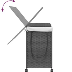 vidaXL Wasmand op wielen 60x35x60,5 cm rattan grijs