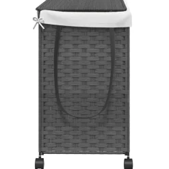 vidaXL Wasmand op wielen 60x35x60,5 cm rattan grijs