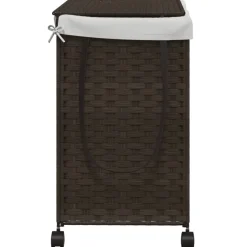 vidaXL Wasmand op wielen 60x35x60,5 cm rattan donkerbruin