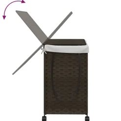vidaXL Wasmand op wielen 60x35x60,5 cm rattan donkerbruin