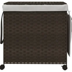 vidaXL Wasmand op wielen 60x35x60,5 cm rattan donkerbruin