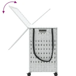 vidaXL Wasmand op wielen 66x35x60 cm rattan wit