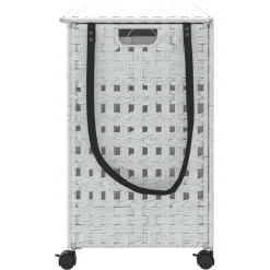 vidaXL Wasmand op wielen 66x35x60 cm rattan wit