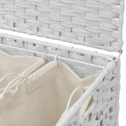 vidaXL Wasmand op wielen 66x35x60 cm rattan wit