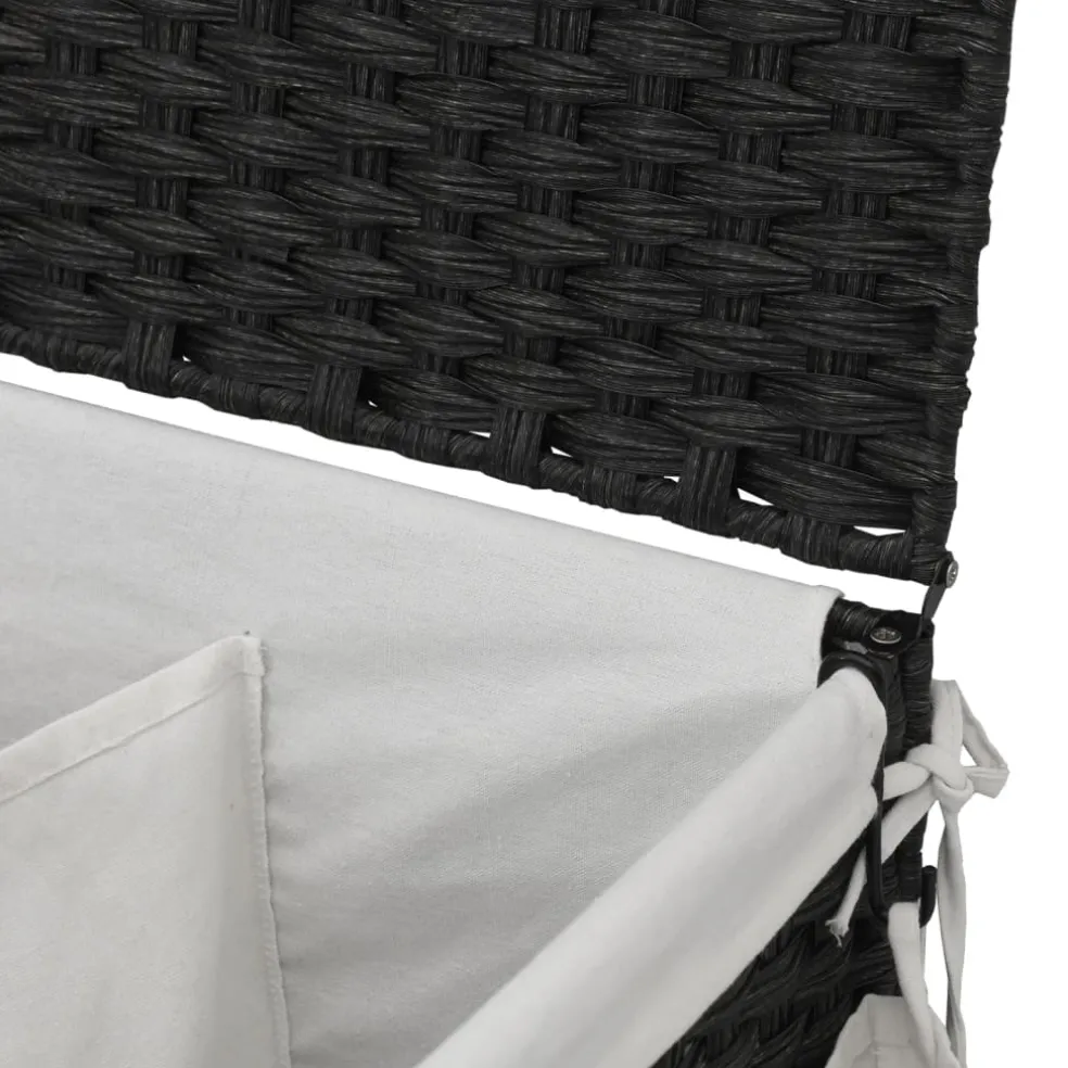 vidaXL Wasmand op wielen 60x35x60,5 cm rattan zwart