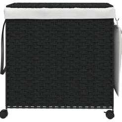 vidaXL Wasmand op wielen 60x35x60,5 cm rattan zwart