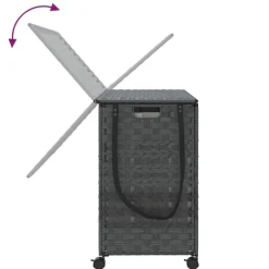 vidaXL Wasmand op wielen 66x35x60 cm rattan grijs