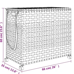 vidaXL Wasmand op wielen 66x35x60 cm rattan grijs