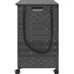 vidaXL Wasmand op wielen 66x35x60 cm rattan grijs