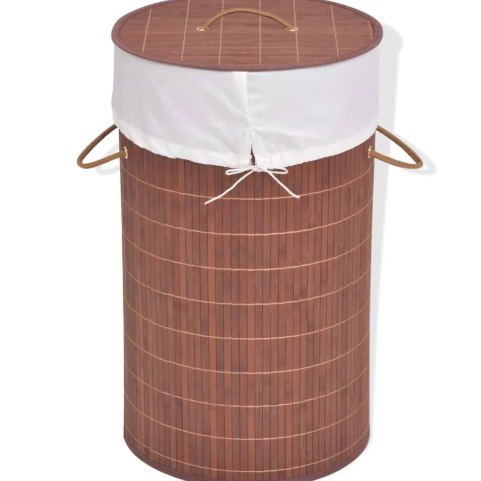 vidaXL Wasmand rond bamboe bruin