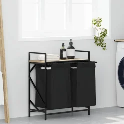 vidaXL Wasmand 2 vakken met plank sonoma eikenkleurig